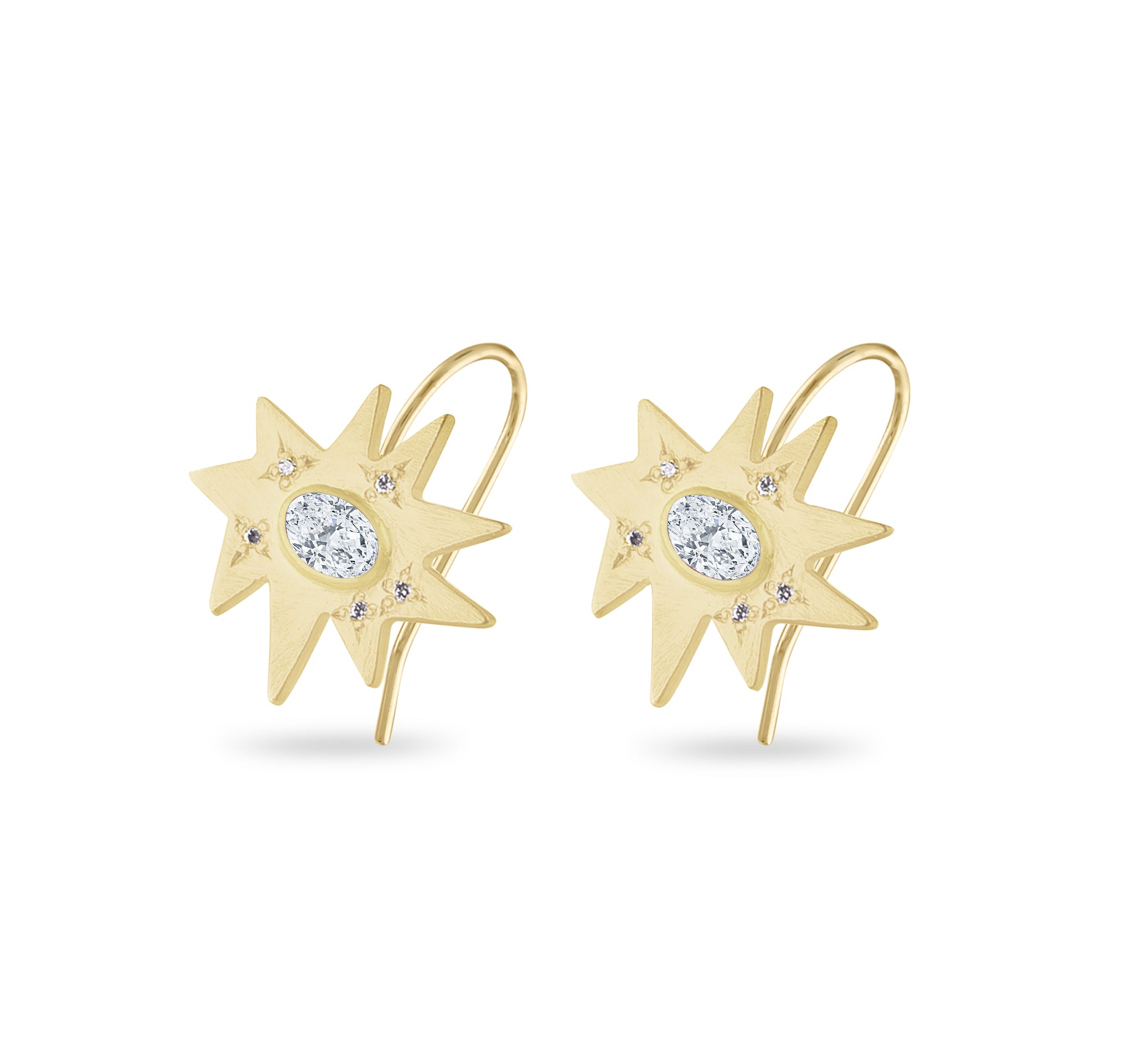 Gold Midi KAPOW! Earrings: Diamond