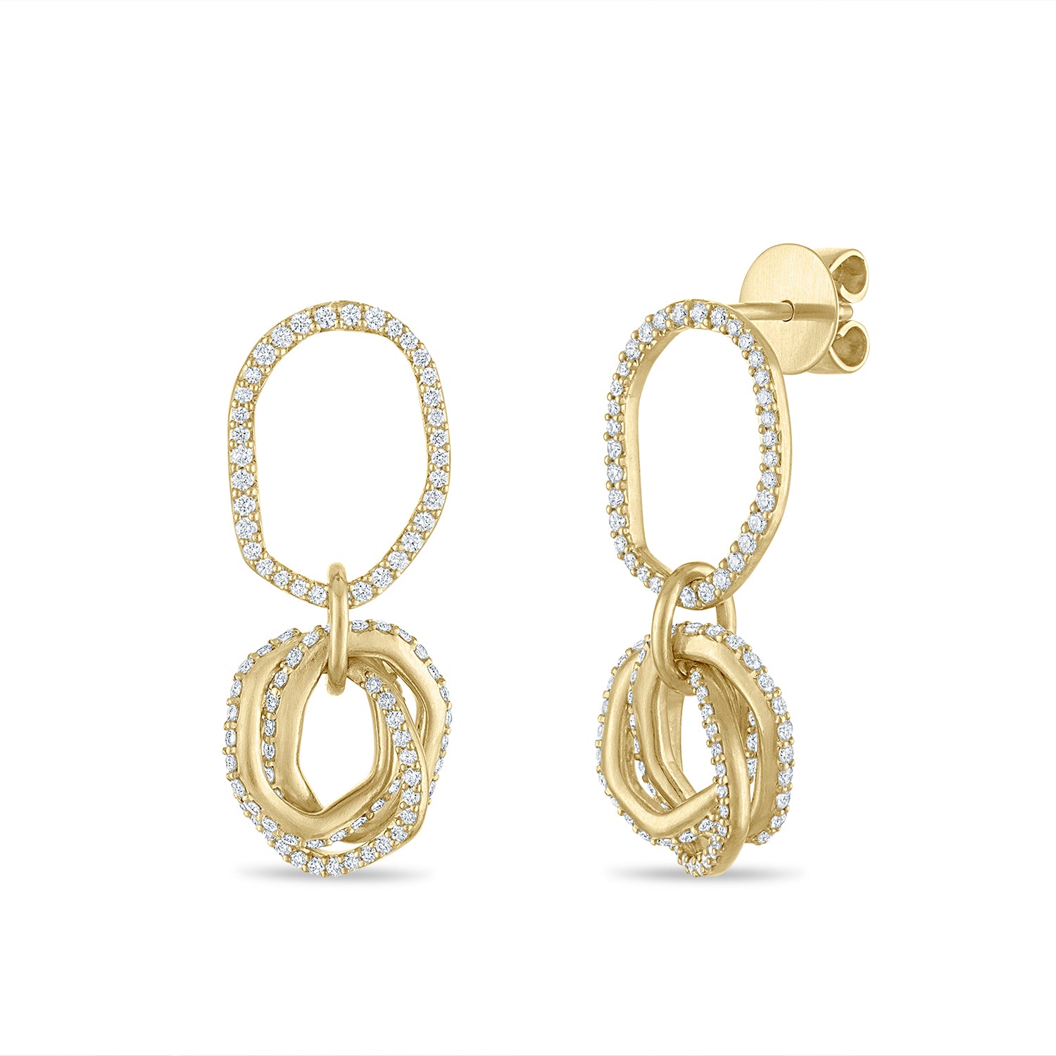 Teatro Gold Earrings with Pavé Diamonds