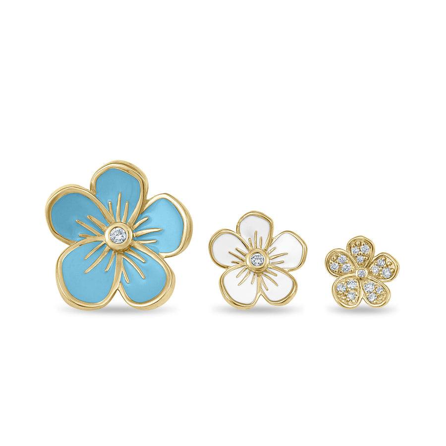 Large Florette Single Flower Cocktail Ring in Forget-Me-Not Blue