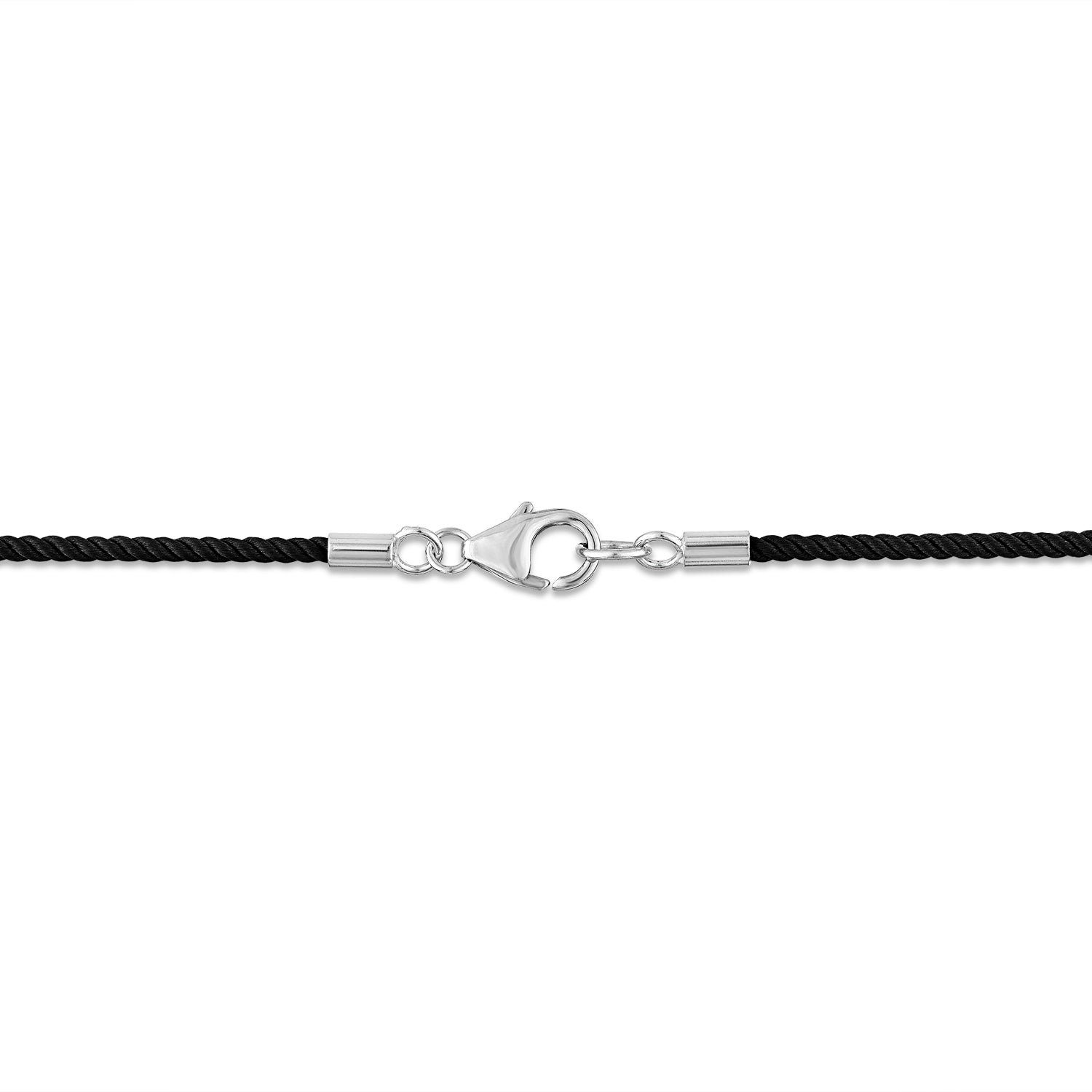 Short Black Silk Cord Necklace with Silver Clasp