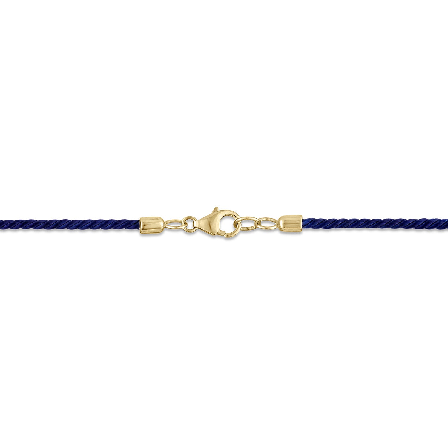 Long Thin Navy Blue Silk Cord Necklace with Gold Clasp