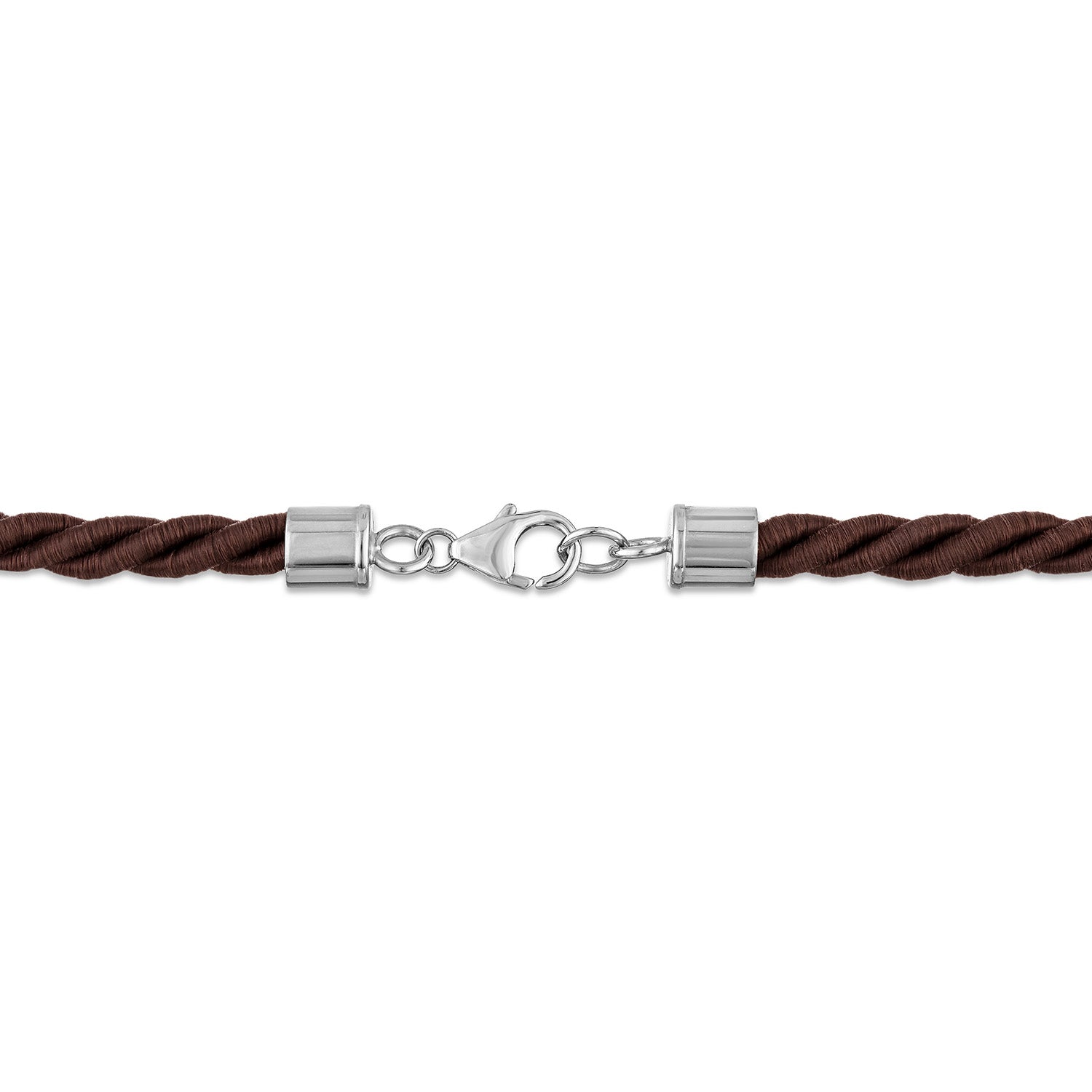 Long Twisted Brown Silk Cord Necklace with Silver Clasp