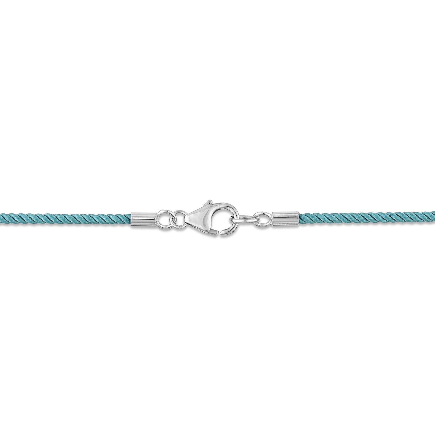 Short Turquoise Silk Cord Necklace with Silver Clasp