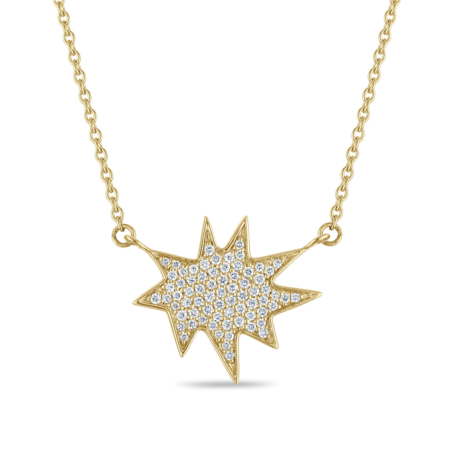 Gold Midi KAPOW! Necklace with Full Pavé Diamonds