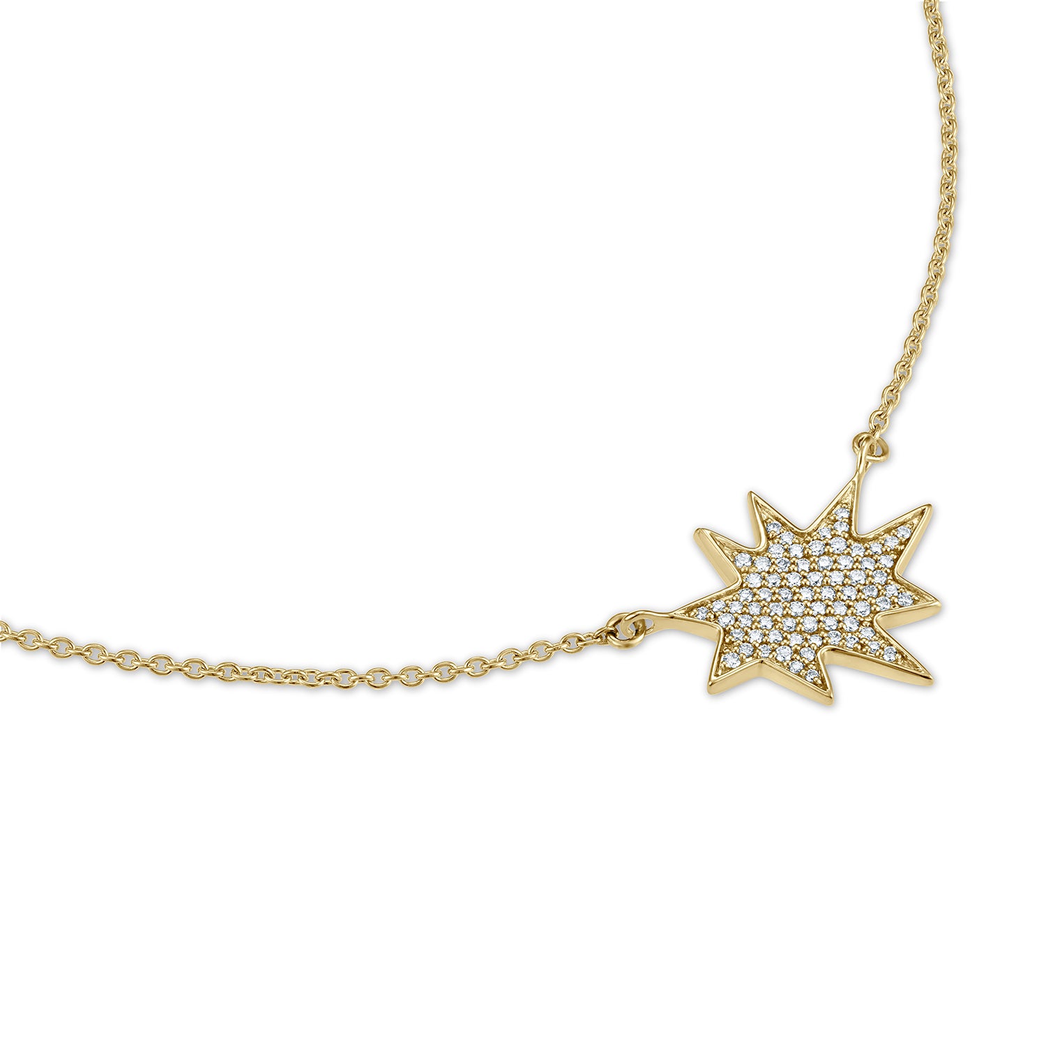 Gold Midi KAPOW! Necklace with Full Pavé Diamonds