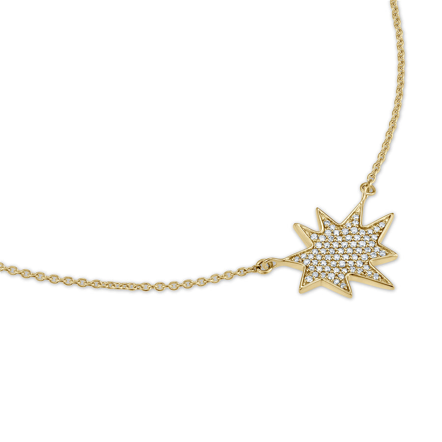 Gold Midi KAPOW! Necklace with Full Pavé Diamonds
