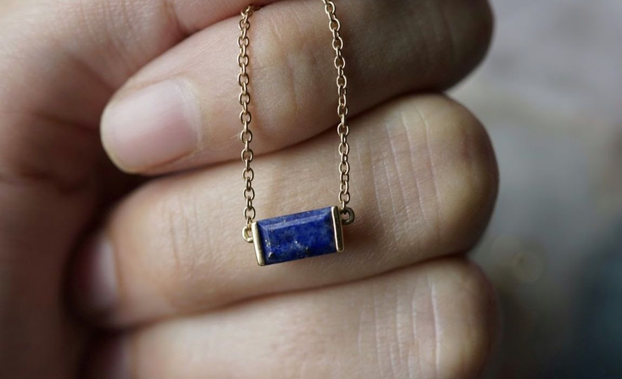 Lapis Bonbon Necklace, east-west