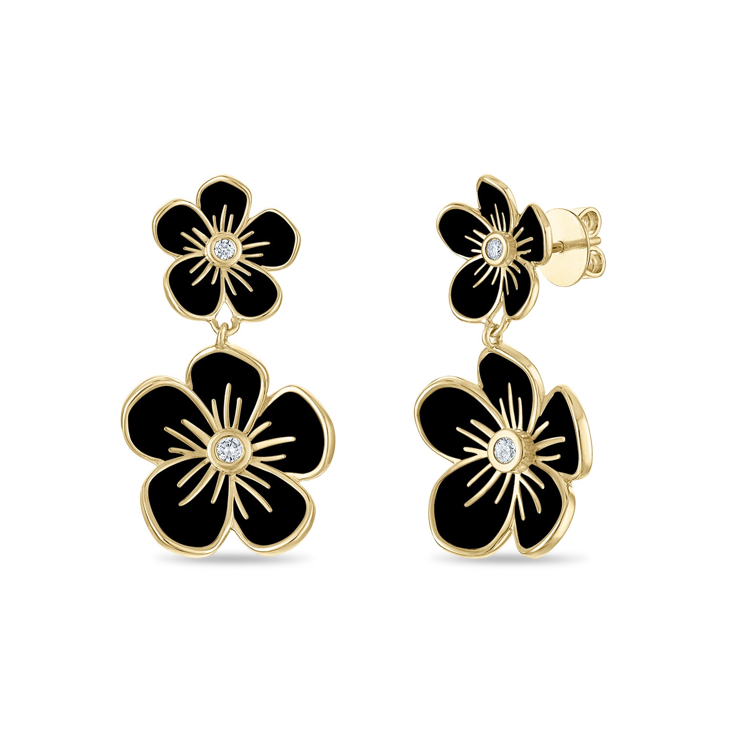Double Florette Earrings in Black
