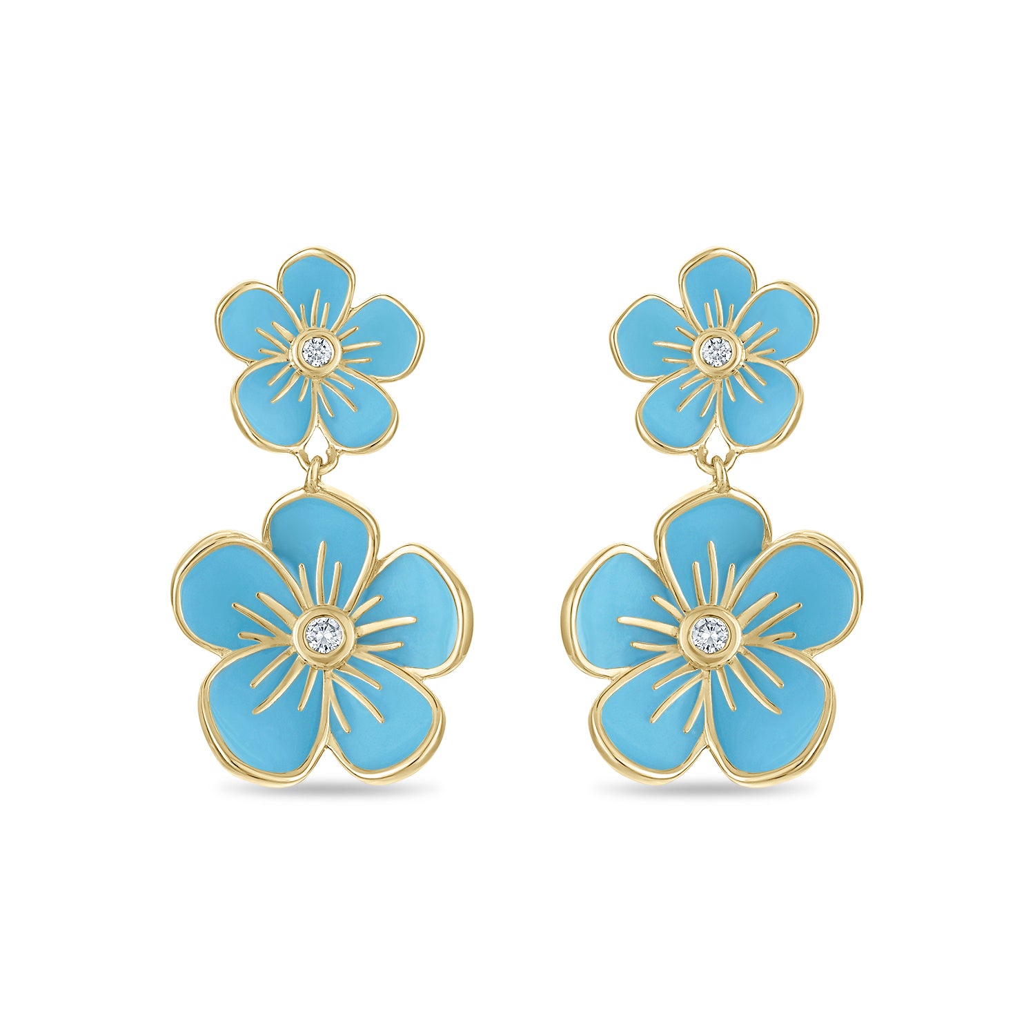 Double Florette Earrings in Forget-Me-Not Blue