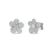 Convertible Double Florette Earrings in Pavé Diamonds and White Gold