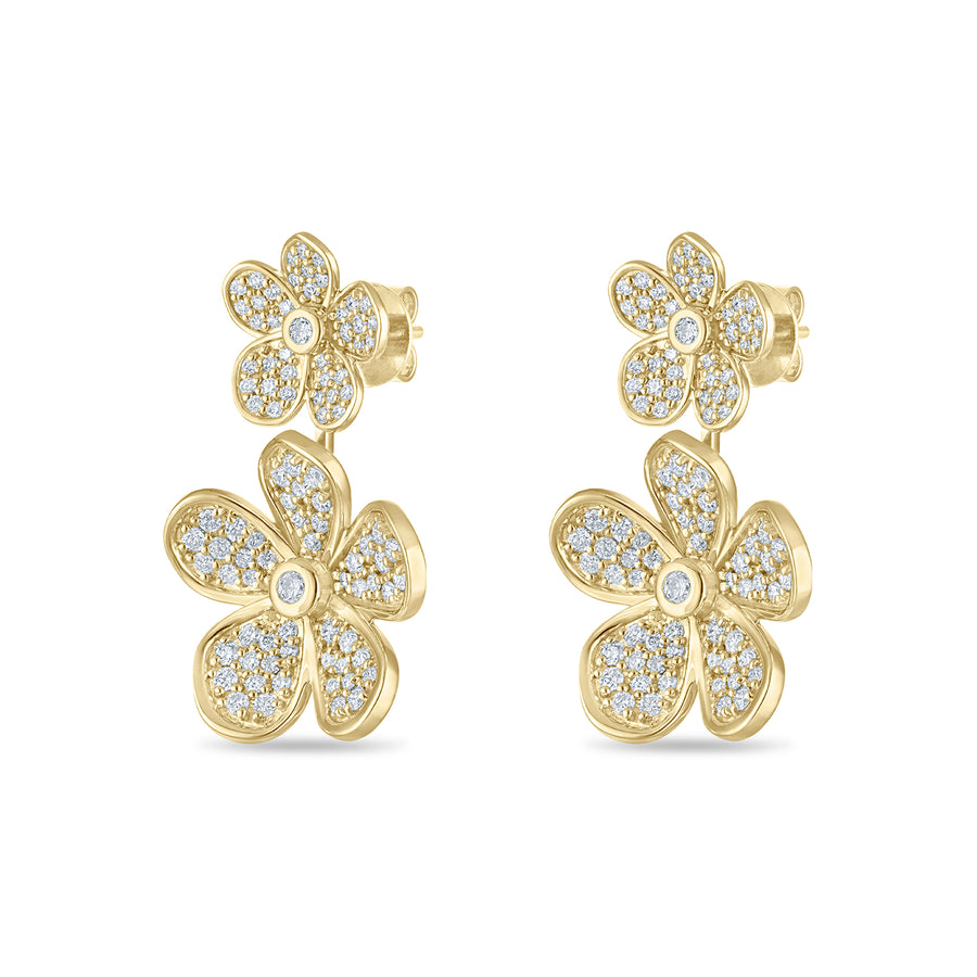 Convertible Double Florette Earrings in Pavé Diamonds