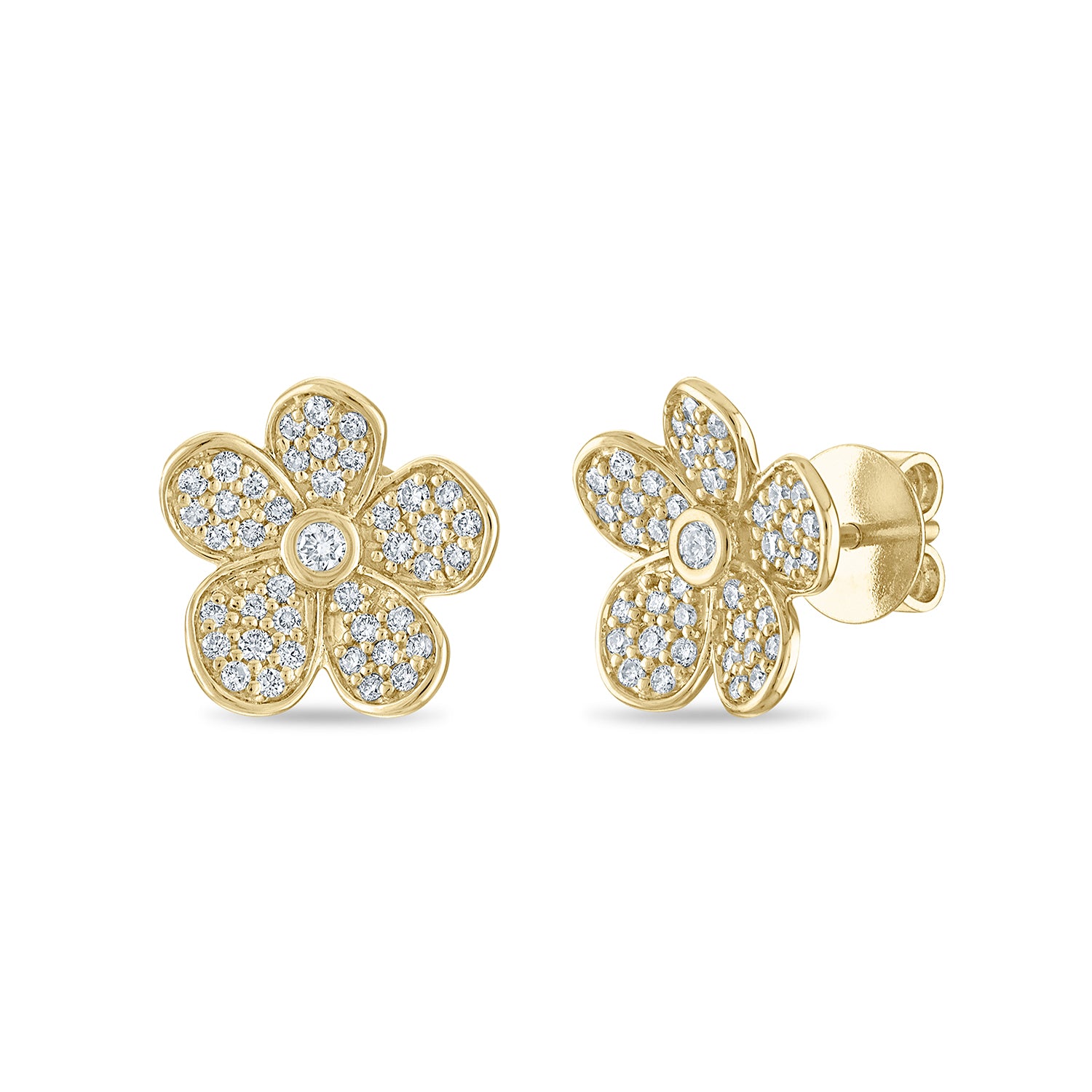 Medium Florette Studs in Pavé Diamonds