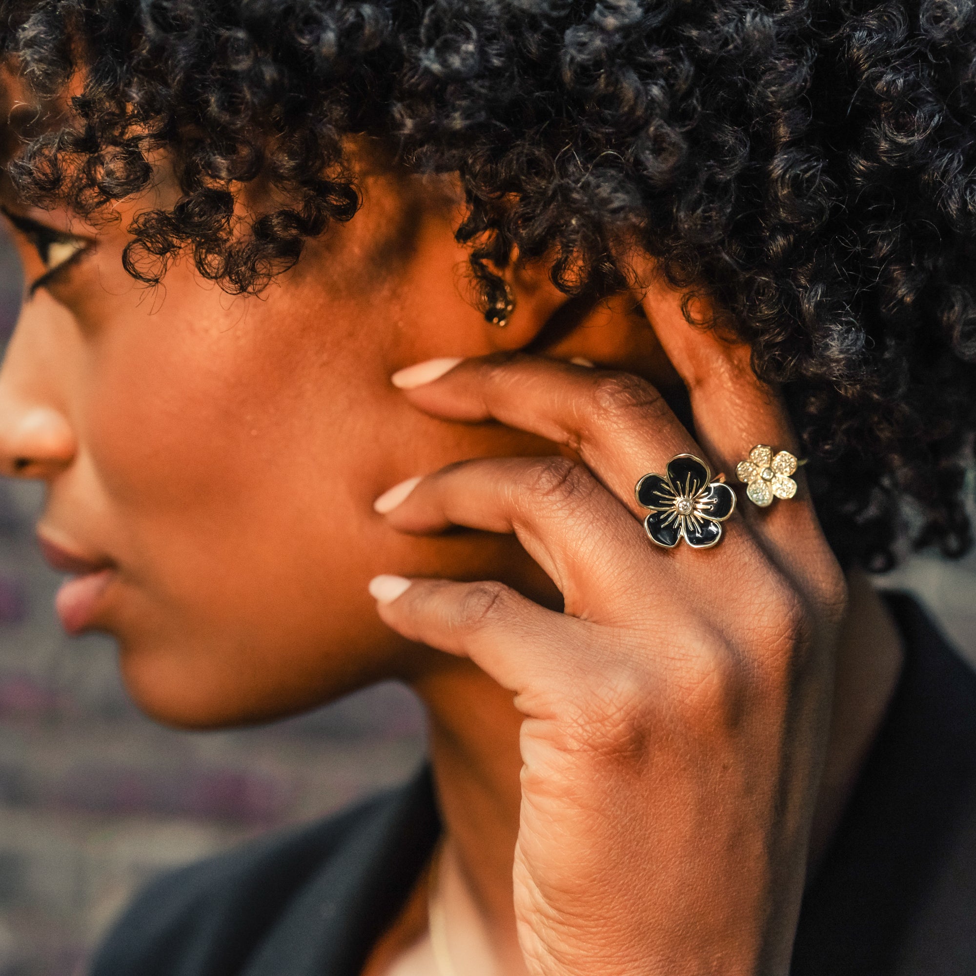 Large flower cocktail rings shop