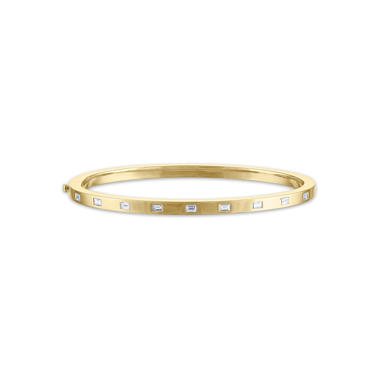 Essentials Bangle Bracelet with Linear Diamond Baguettes