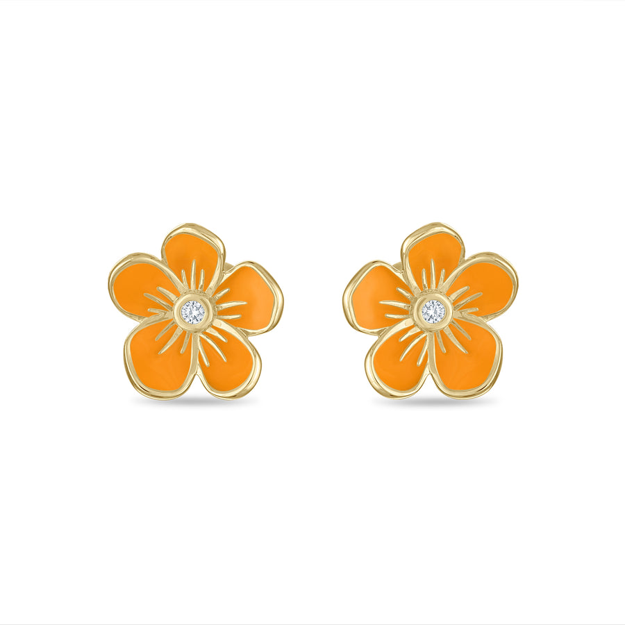 Medium Florette Studs in Bright Orange