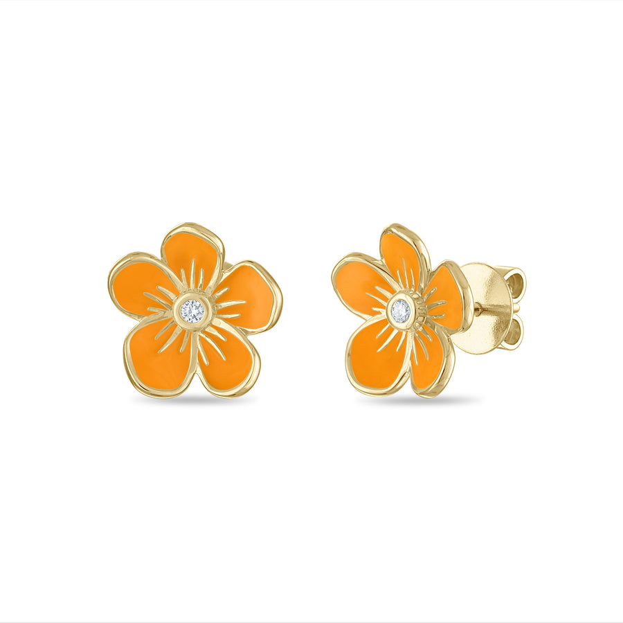 Medium Florette Studs in Bright Orange