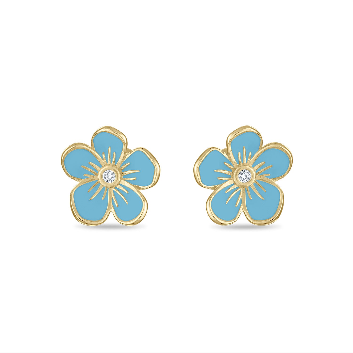 Medium Florette Studs in Forget-Me-Not Blue