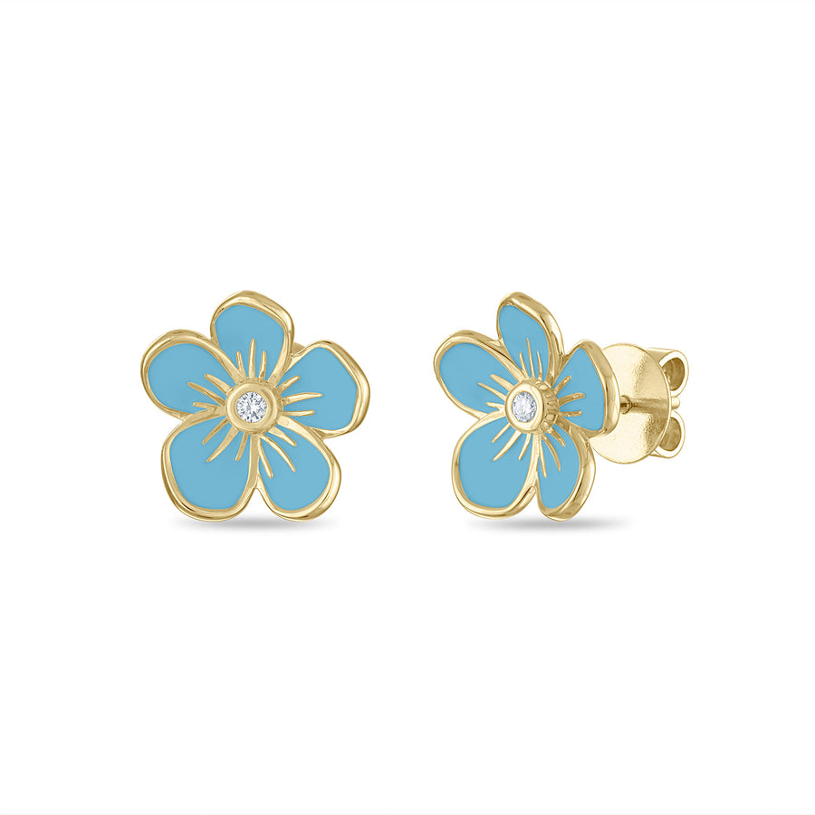 Medium Florette Studs in Forget-Me-Not Blue