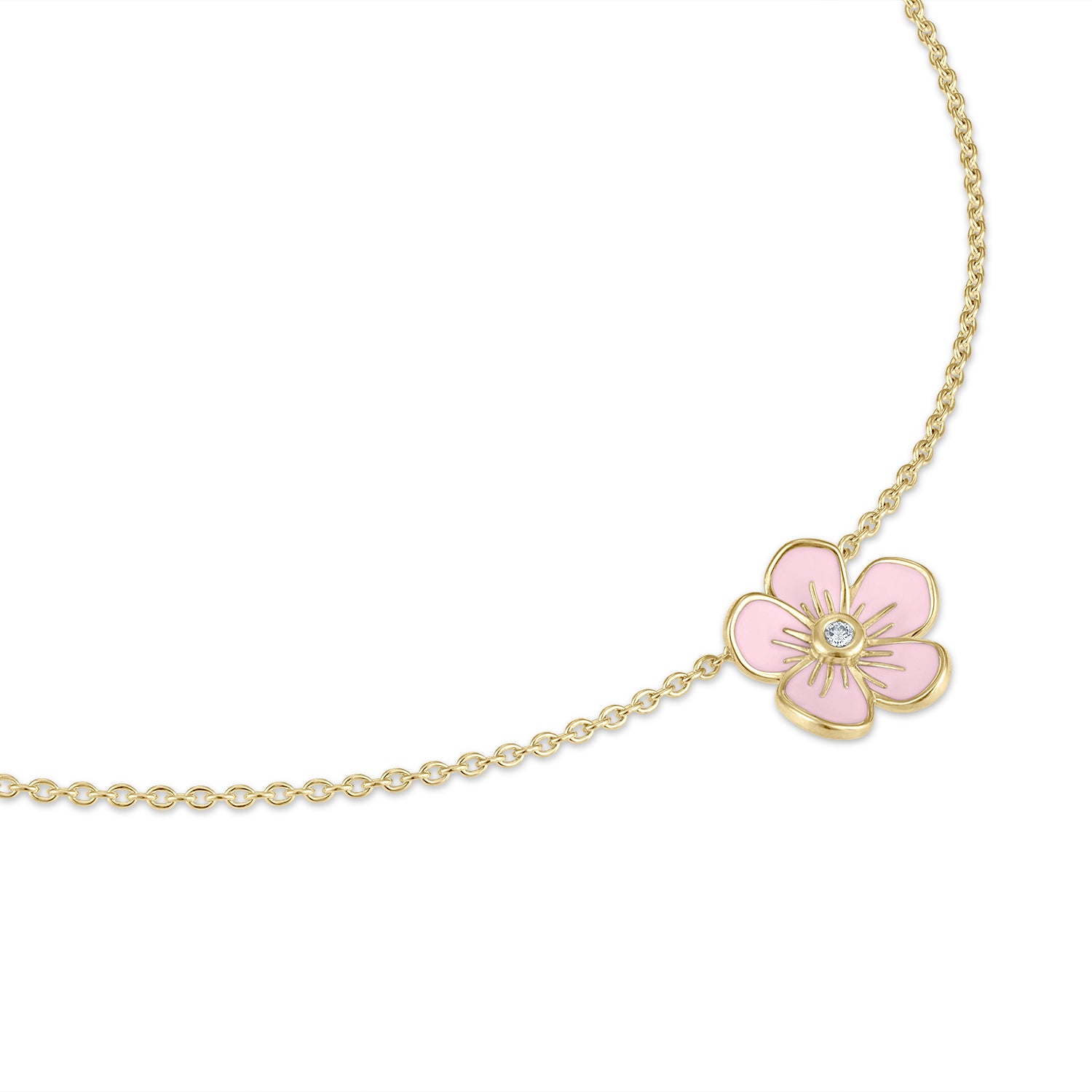 Medium Florette Single Pendant Necklace in Baby Pink
