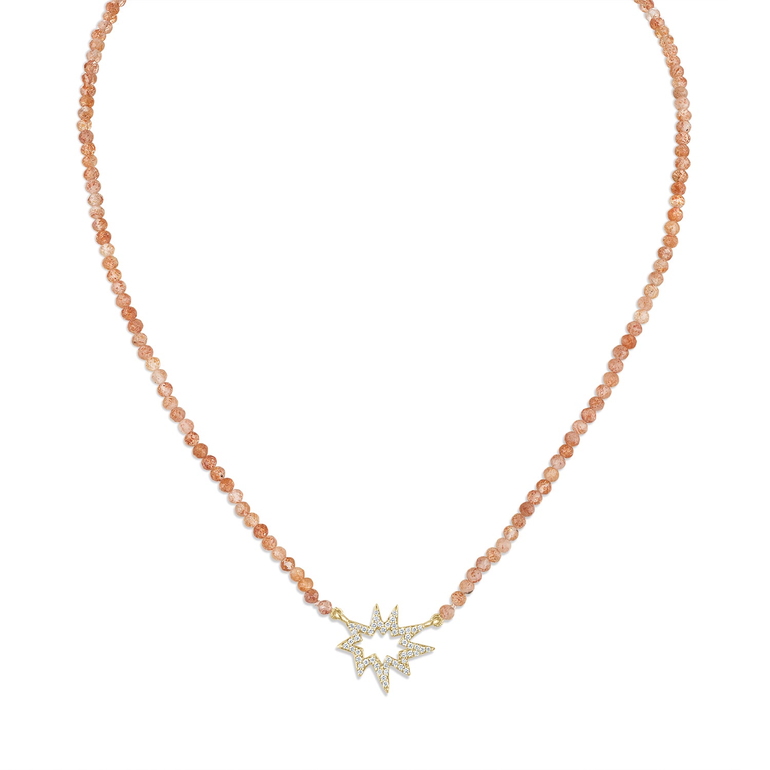Oregon Sunstone Beaded Necklace with Pavé Diamond Midi Nova KAPOW!