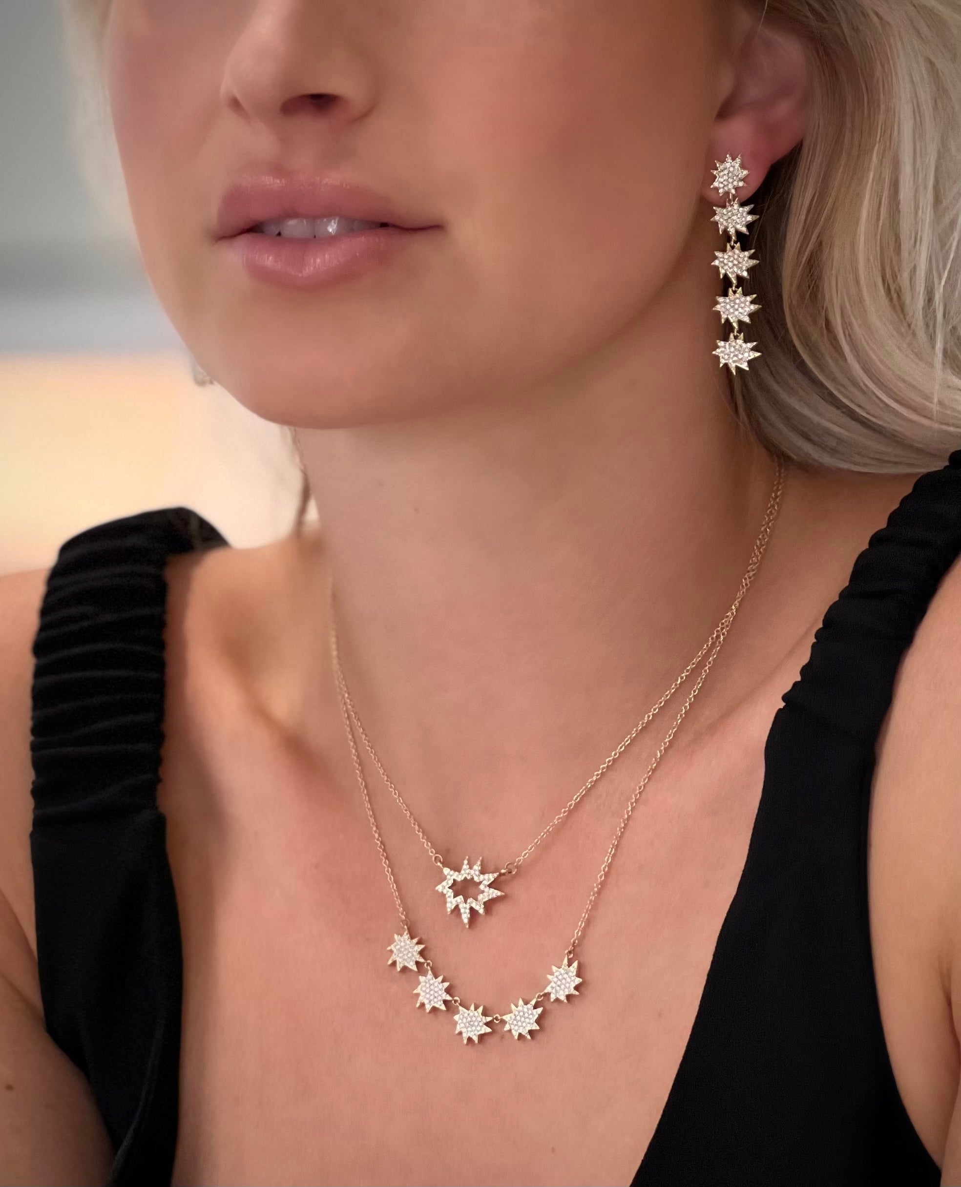 Gold Five Star Mini KAPOW! Convertible Earrings: All Pavé Diamonds