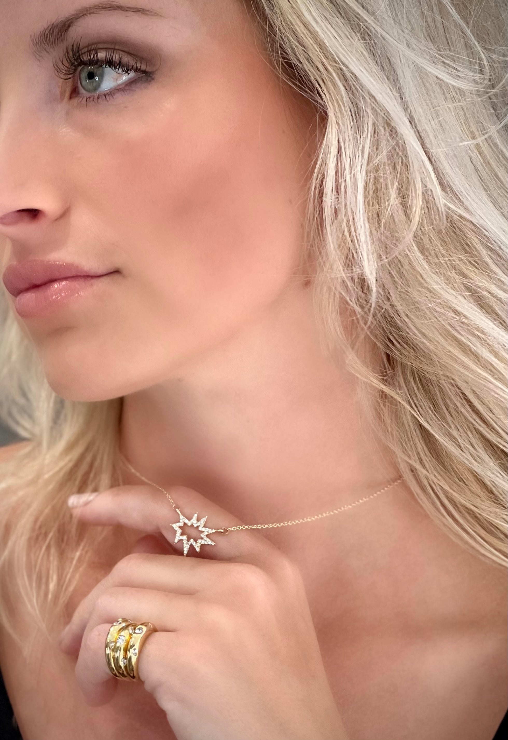 Gold Midi Nova KAPOW! Necklace: Pavé Diamonds