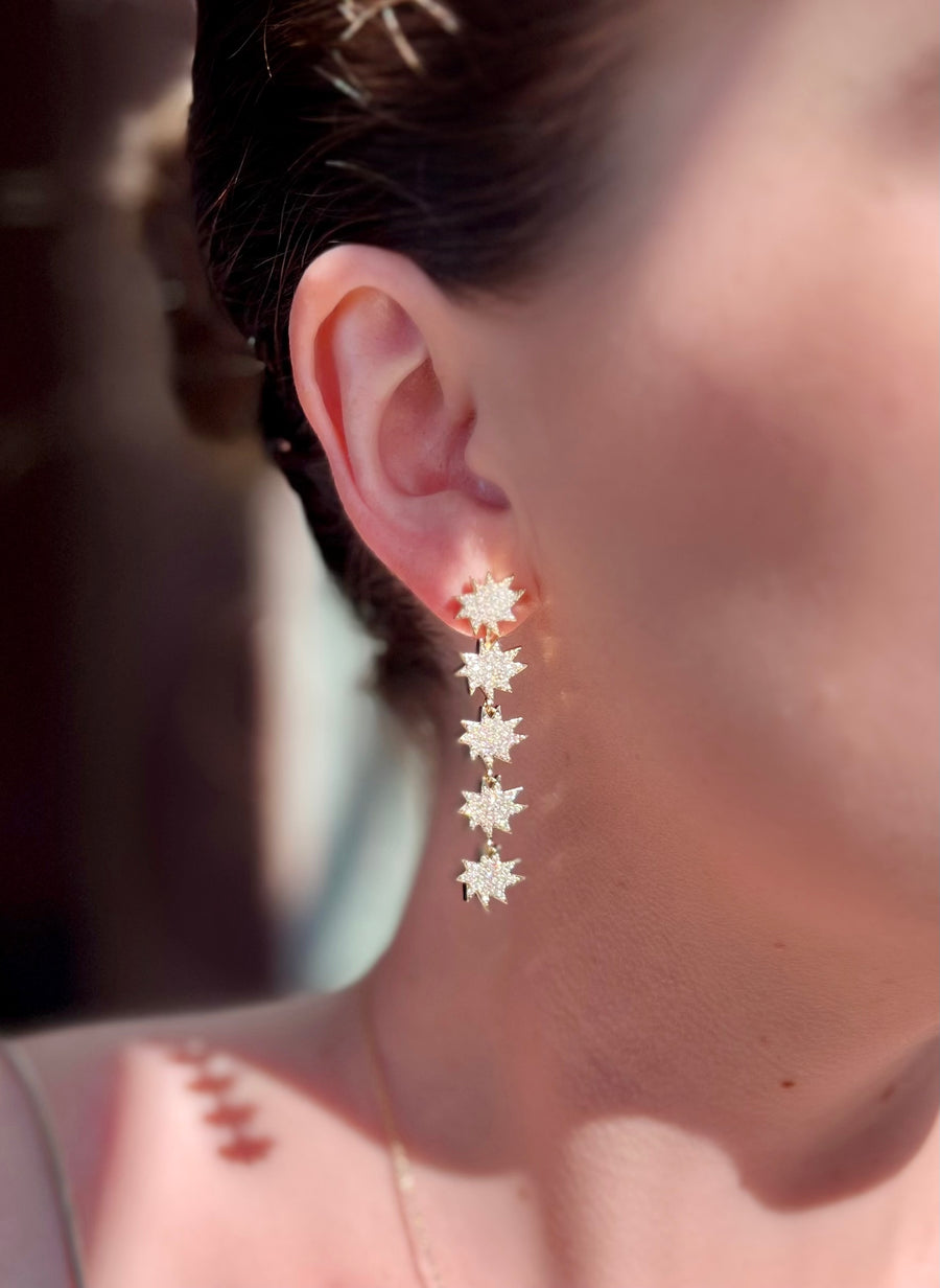 Gold Five Star Mini KAPOW! Convertible Earrings: All Pavé Diamonds