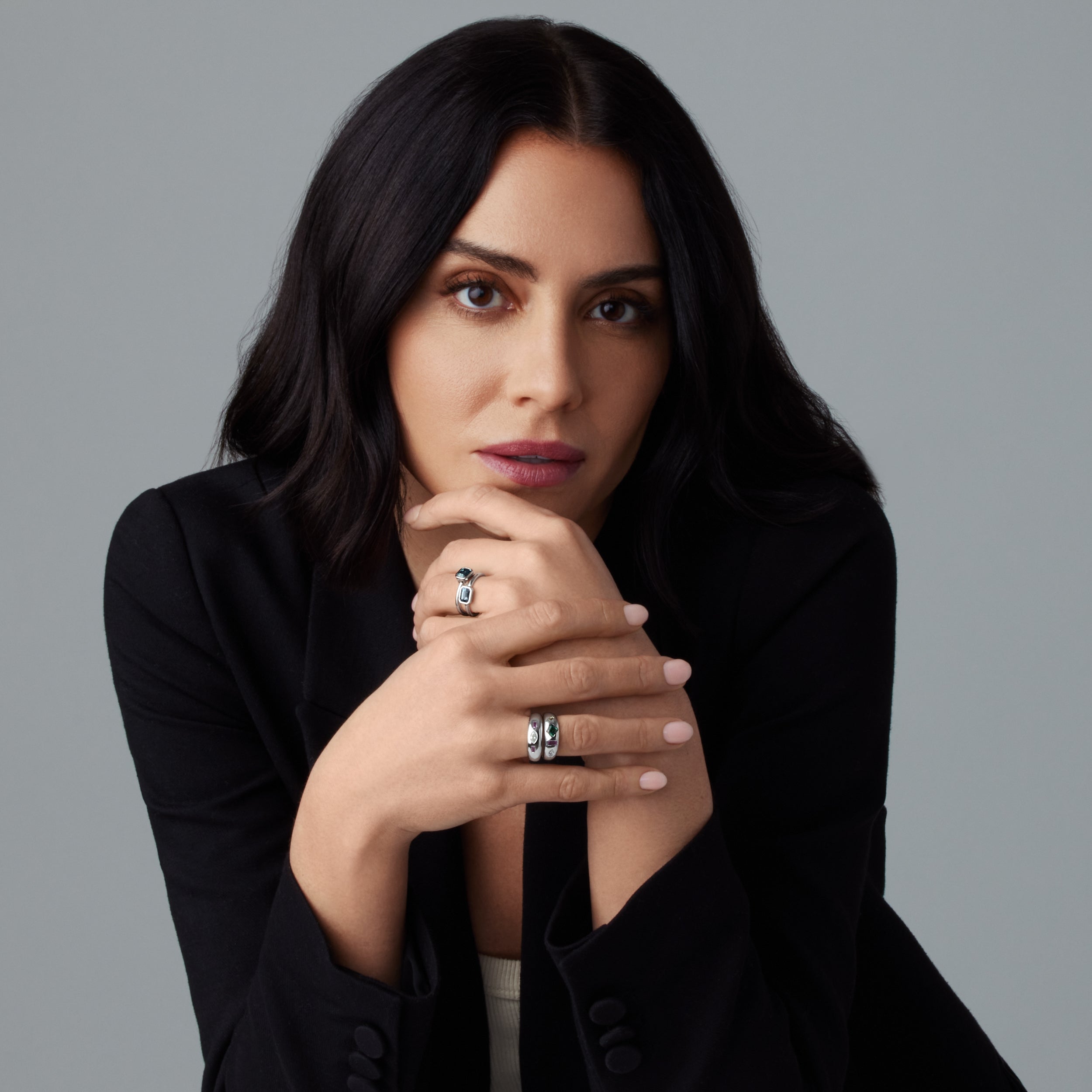 White Gold Blue Zircon Solitaire Ring