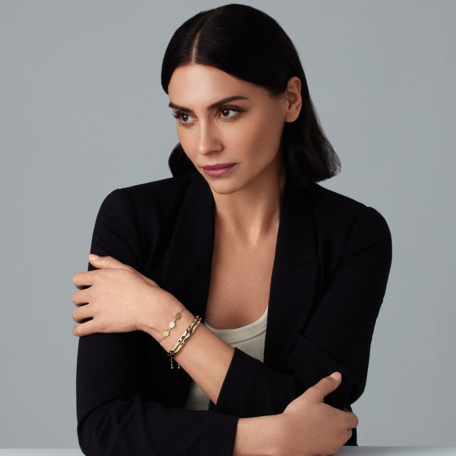 Essentials Bangle Bracelet with Linear Diamond Baguettes