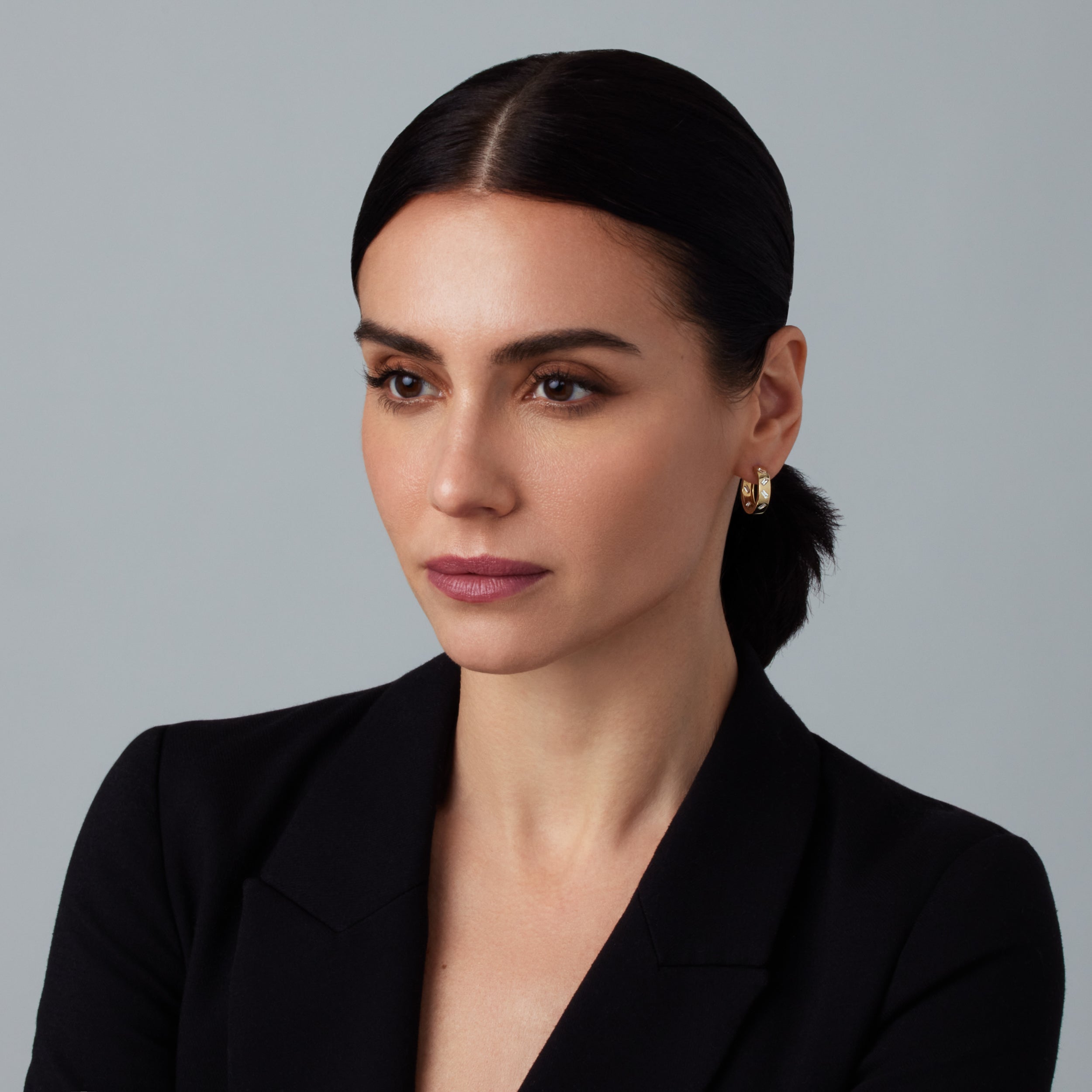 Essentials Medium Scattered Diamond Hoops