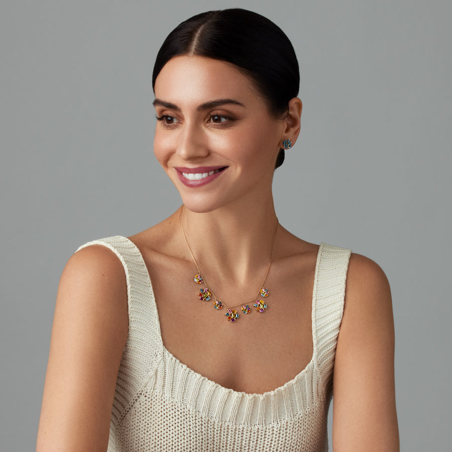 Jubilation Statement Necklace with Rainbow Gemstones