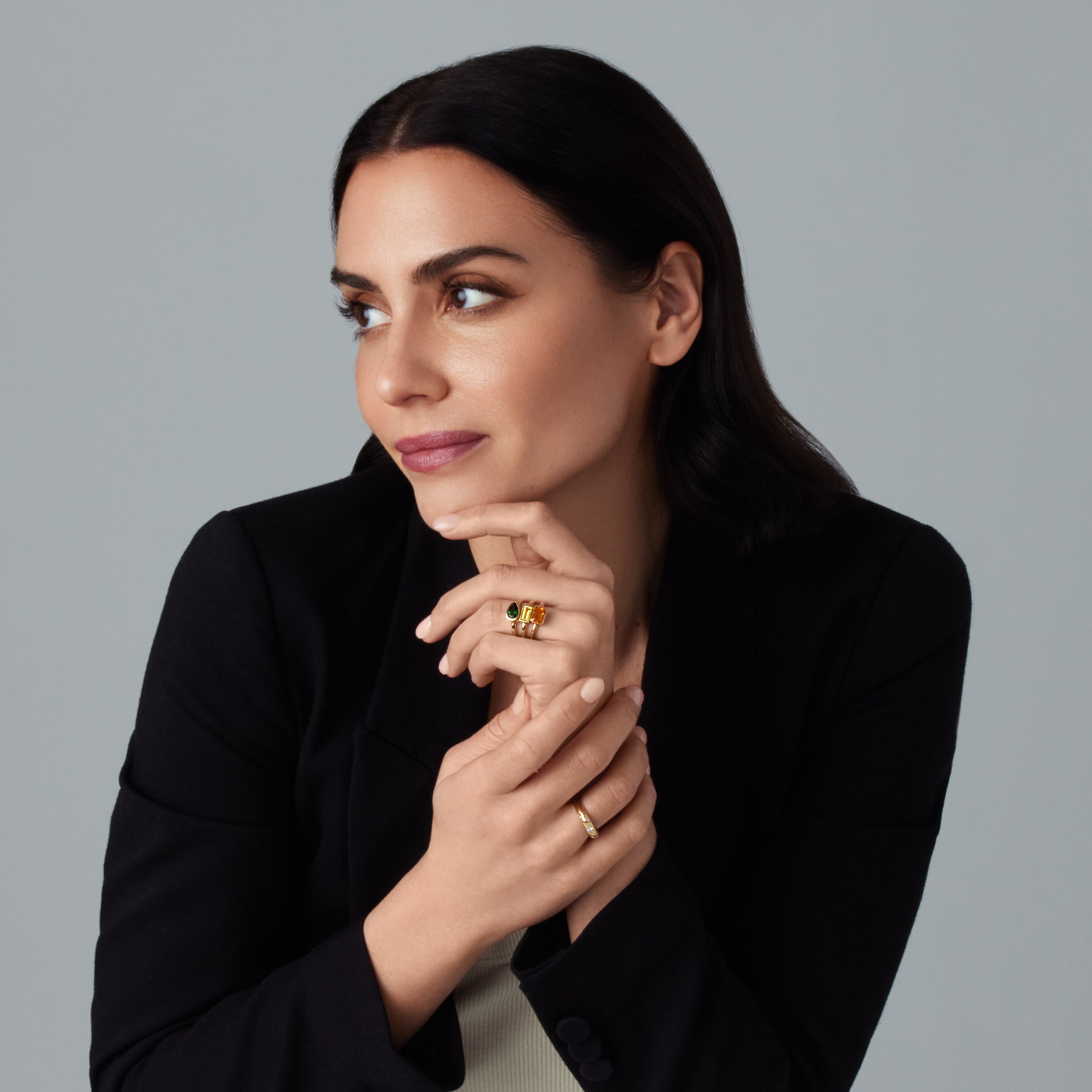 Gold Mandarin Garnet Solitaire Ring