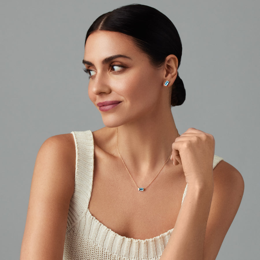 Blue Topaz Bonbon Stud Earrings