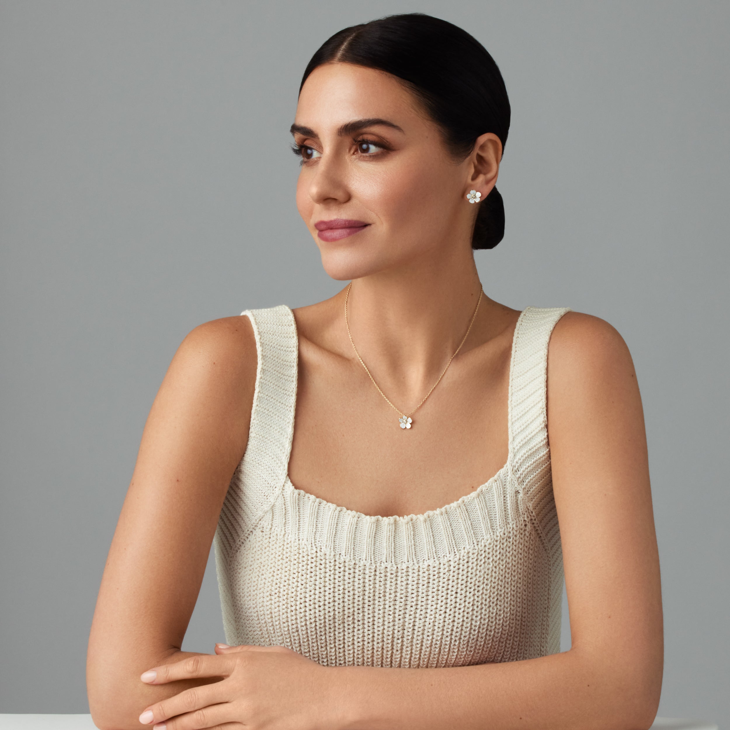 Medium Florette Studs in White