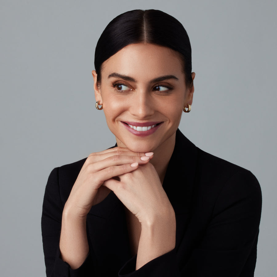 Essentials Medium Linear Diamond Hoop Earrings