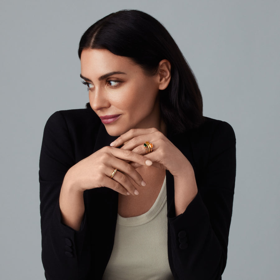 Gold Mandarin Garnet Solitaire Ring
