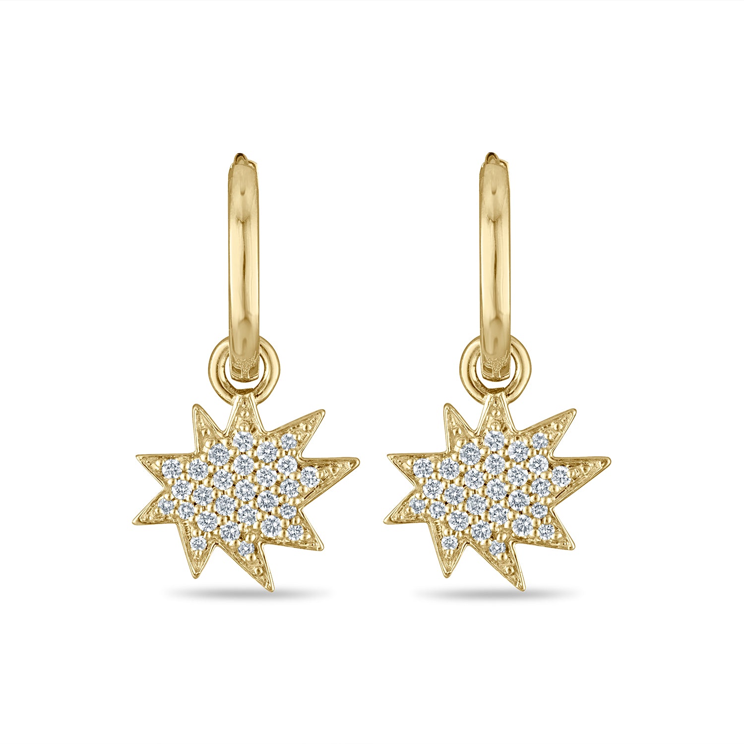 Gold Mini KAPOW! Pavé Diamond Charms on Huggies