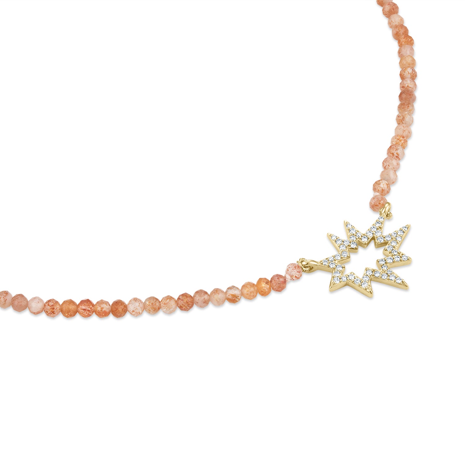 Oregon Sunstone Beaded Necklace with Pavé Diamond Midi Nova KAPOW!