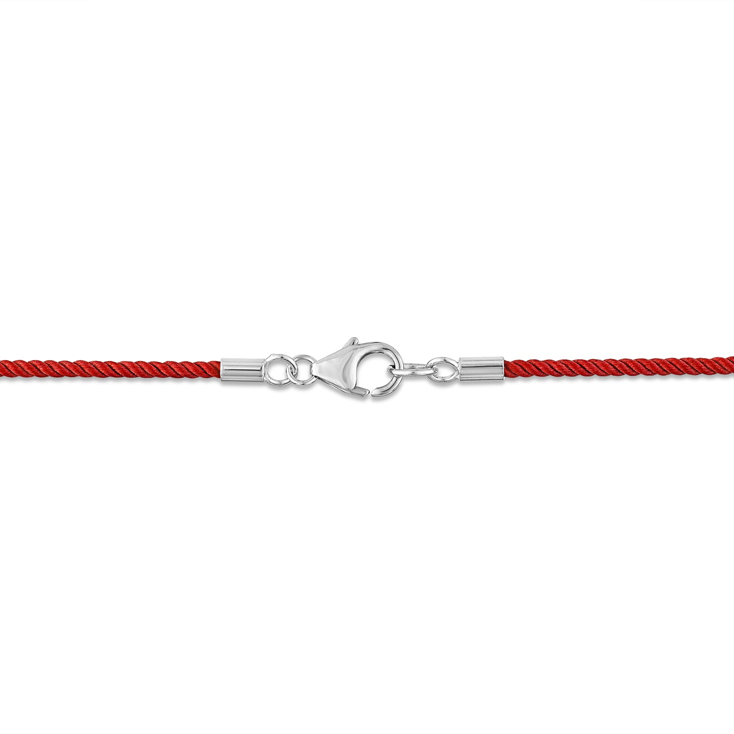 Short Red Silk Cord Necklace with Silver Clasp