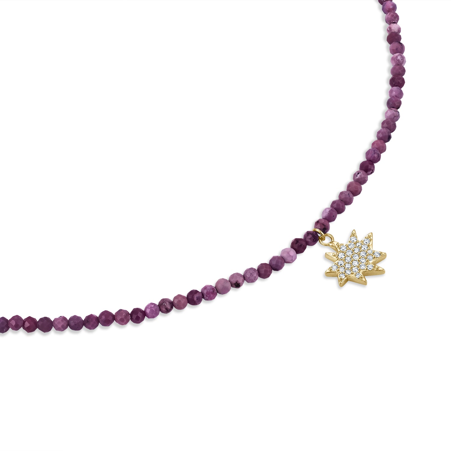 Ruby Beaded Necklace with Pavé Diamond Mini KAPOW!