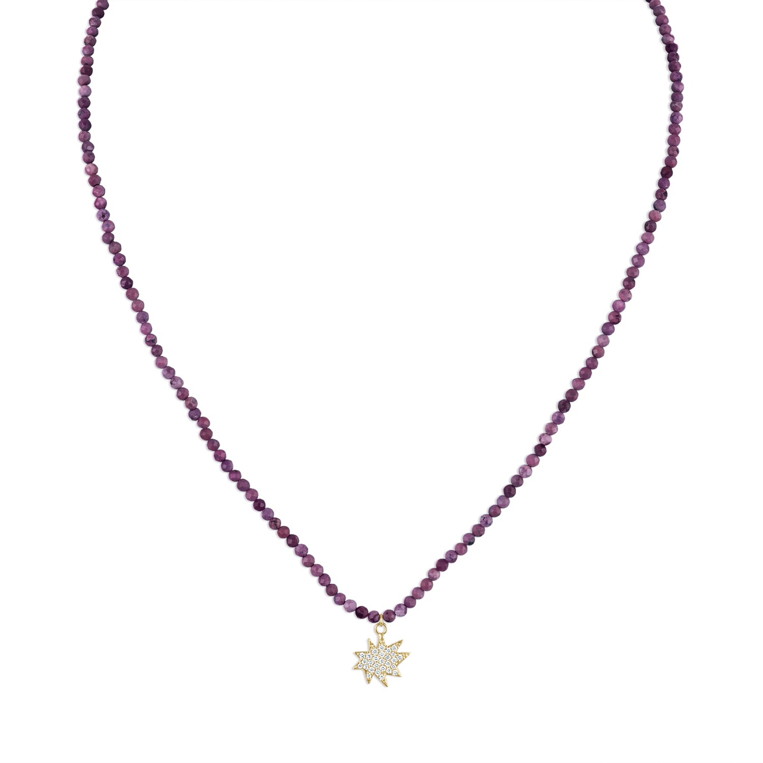 Ruby Beaded Necklace with Pavé Diamond Mini KAPOW!