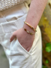Essentials Gold Bangle Bracelet with Scattered Diamond Baguettes