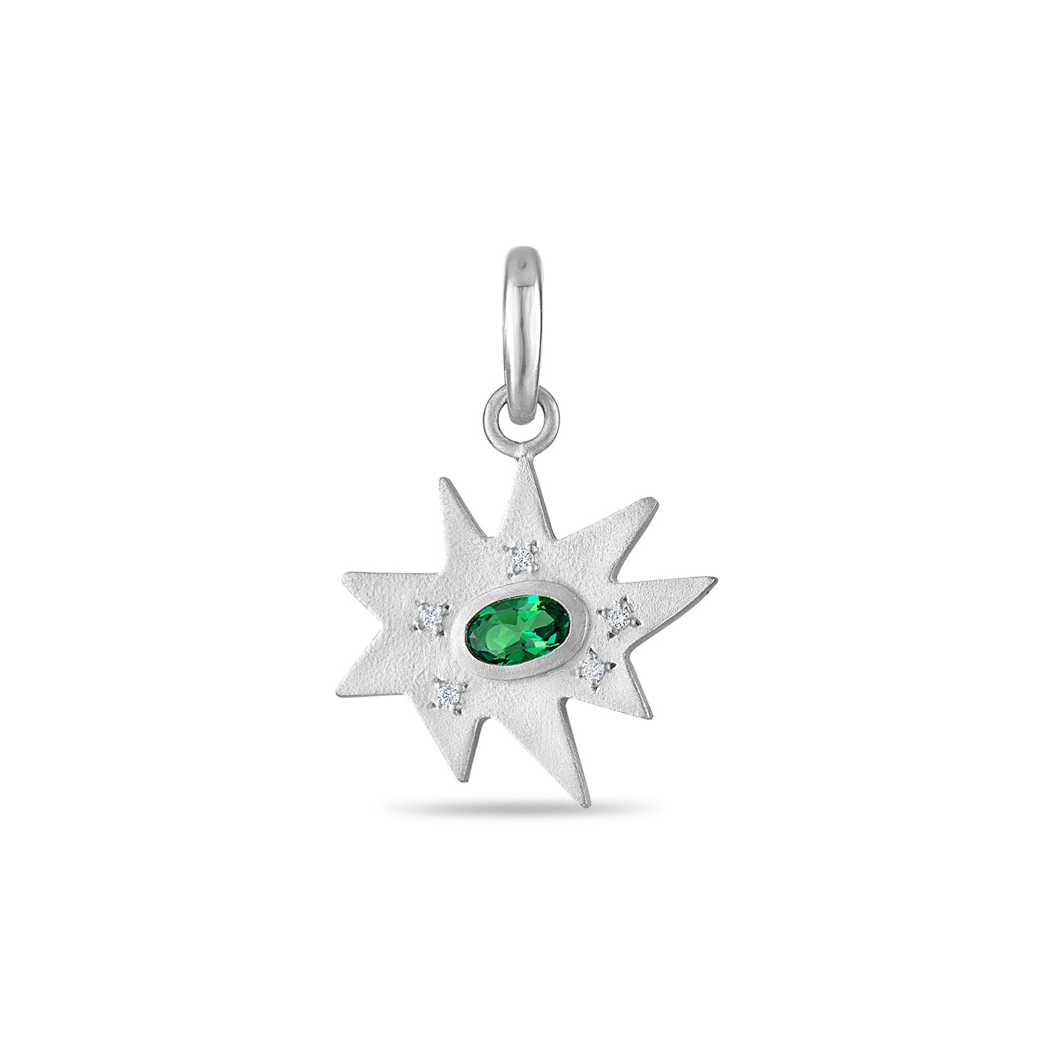 Silver Midi KAPOW! Charm with Green Tourmaline
