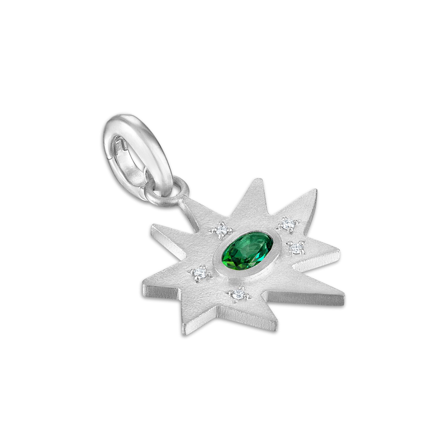 Silver Midi KAPOW! Charm with Green Tourmaline