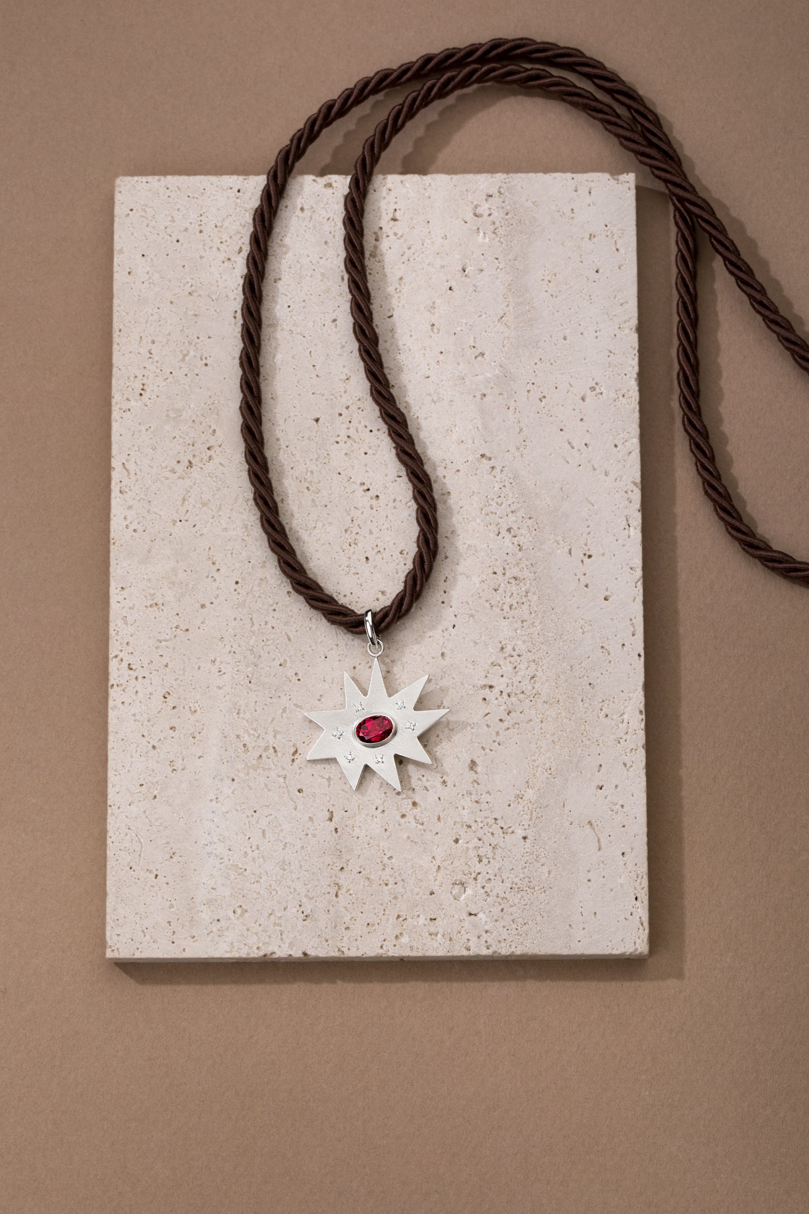 Silver Maxi KAPOW! Charm with Garnet