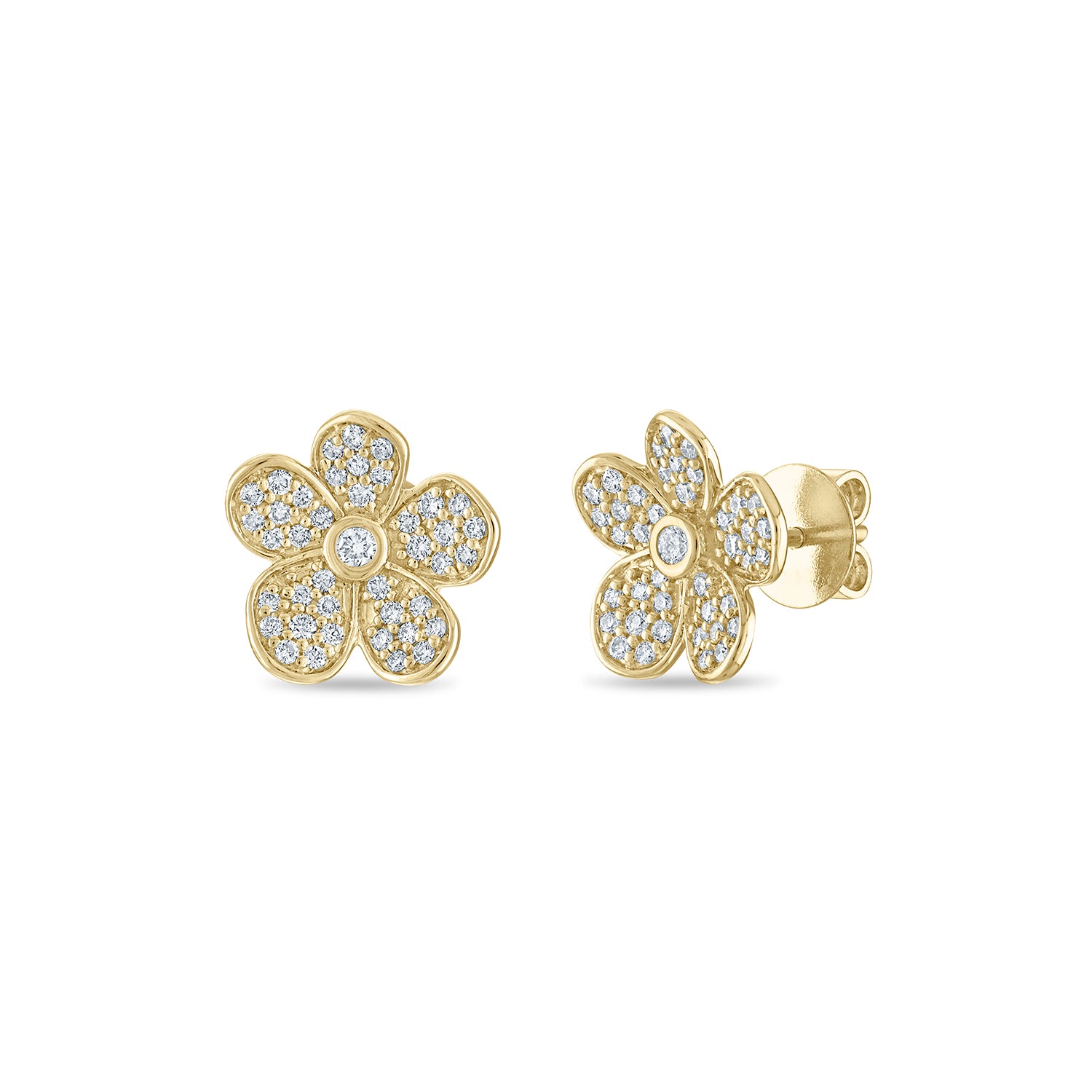 Small Florette Studs in Pavé Diamonds