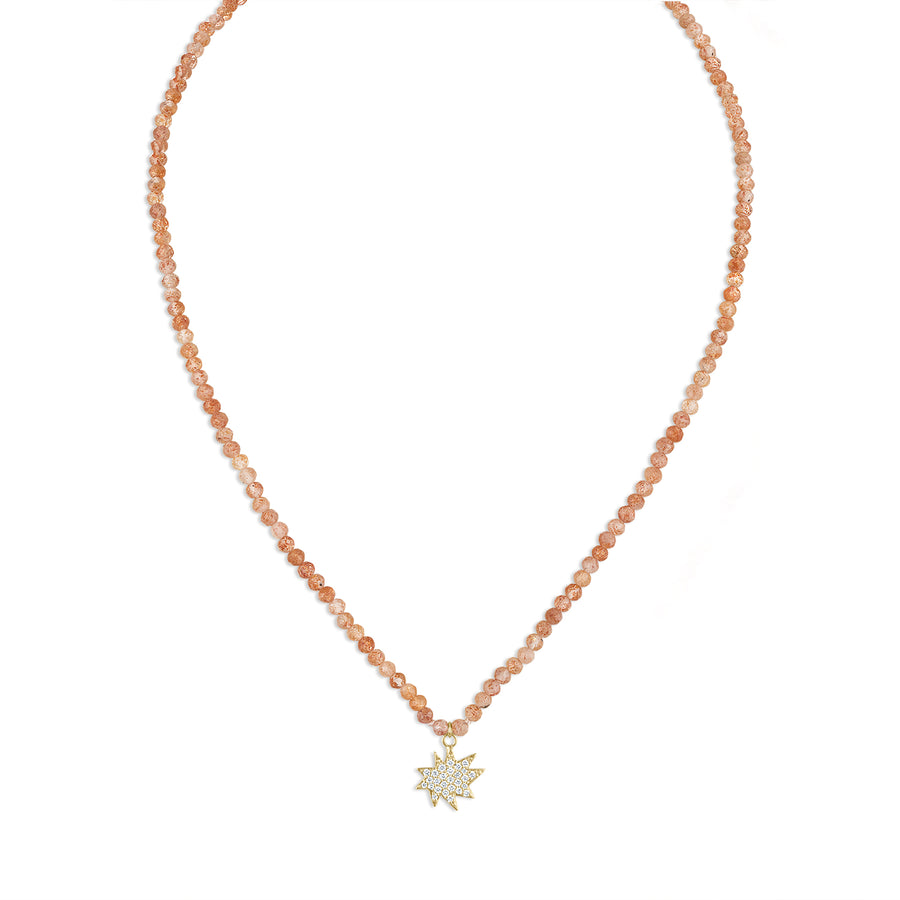 Oregon Sunstone Beaded Necklace with Pavé Diamond Mini KAPOW!
