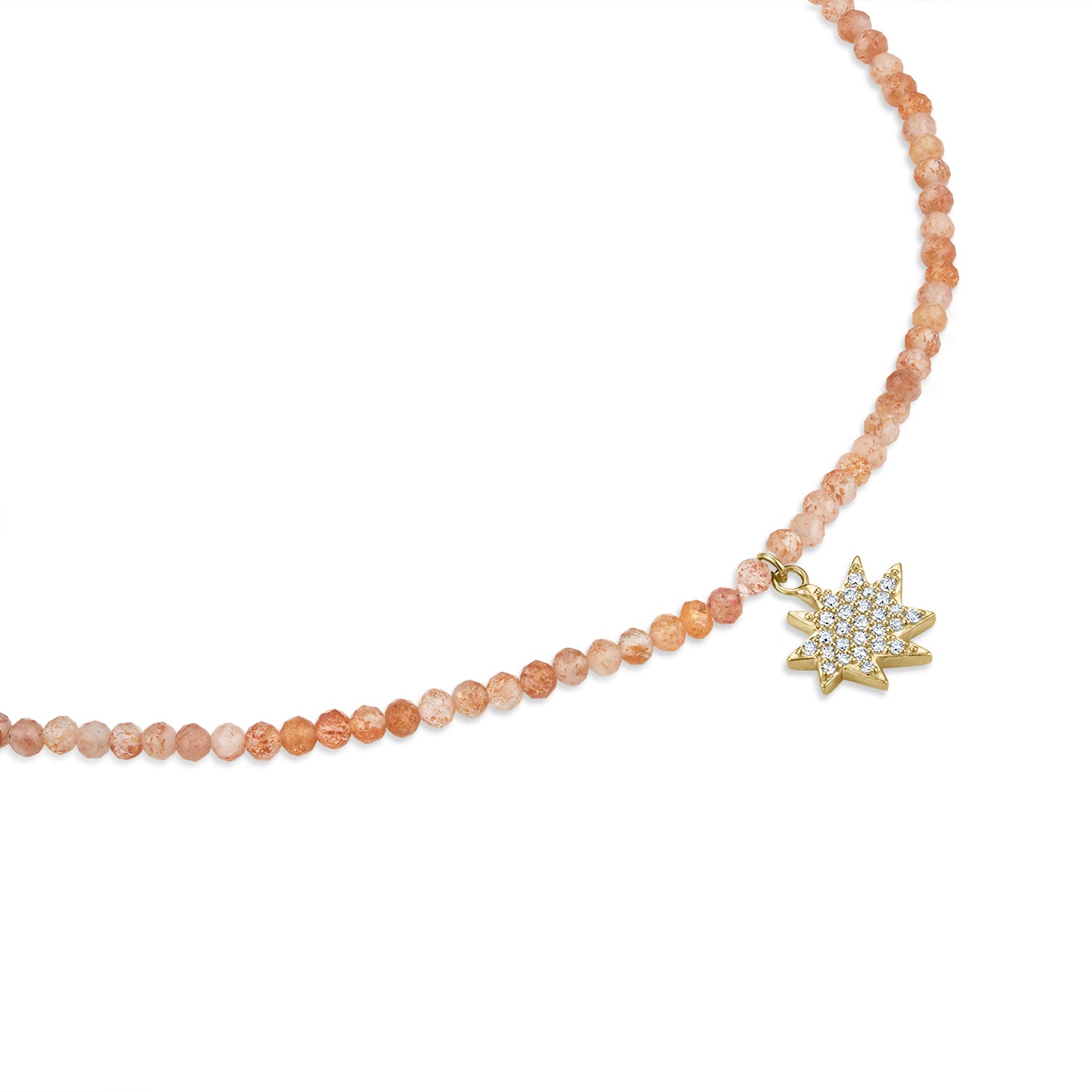 Oregon Sunstone Beaded Necklace with Pavé Diamond Mini KAPOW!