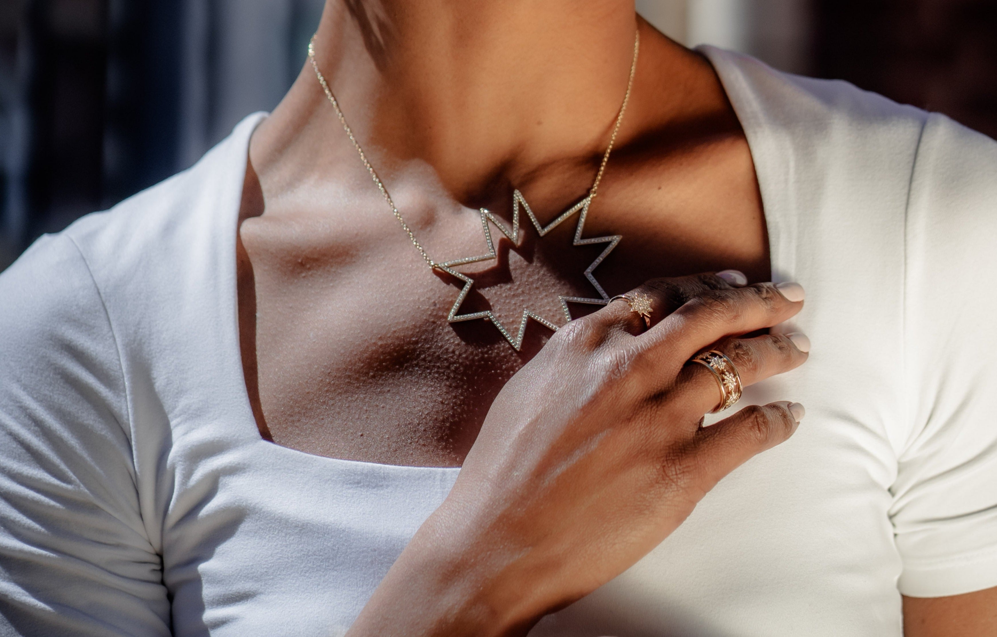 Gold Super Nova KAPOW! Necklace with Pavé Diamonds