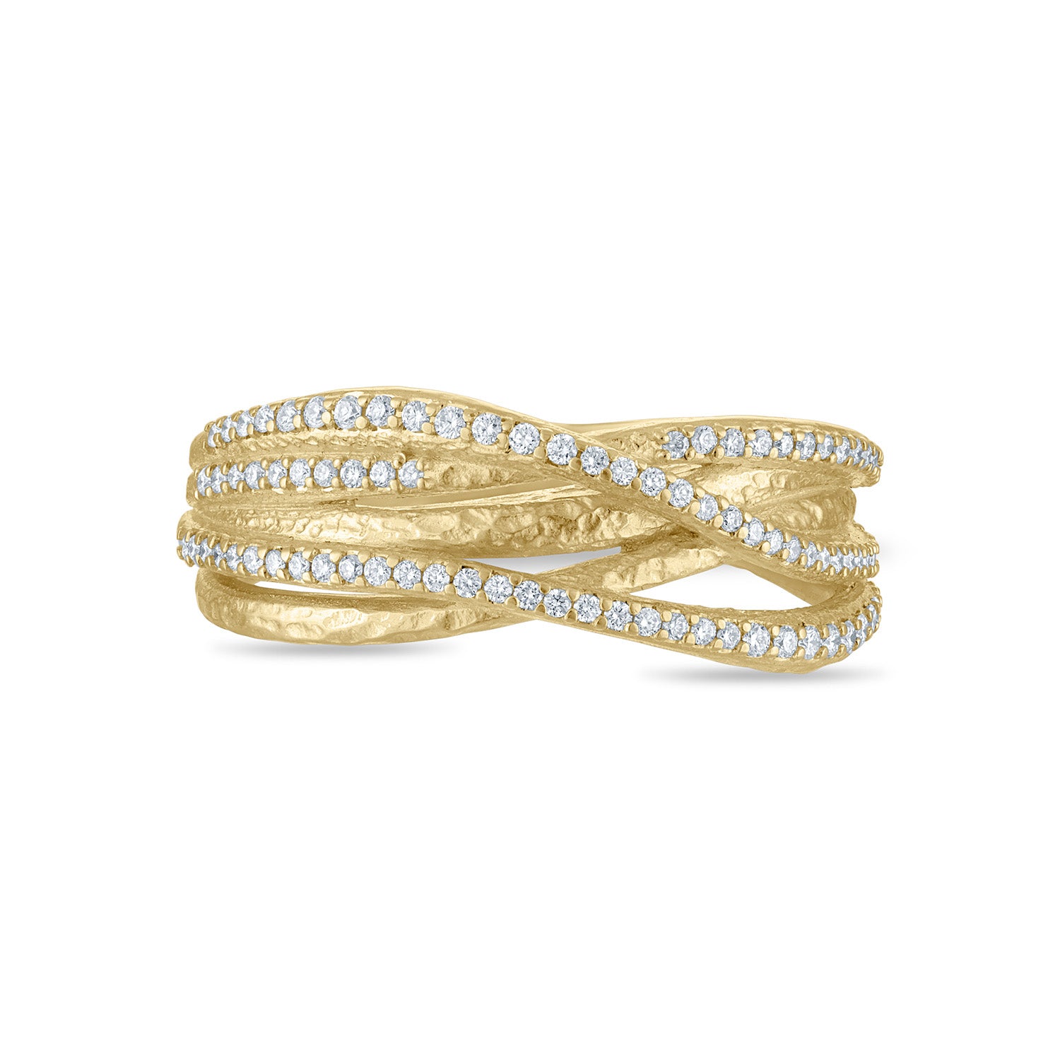 Teatro Gold Twist Ring with Pavé Diamond Elements